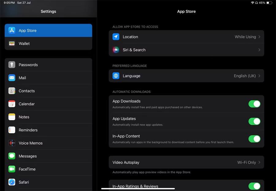 Cài đặt App Store