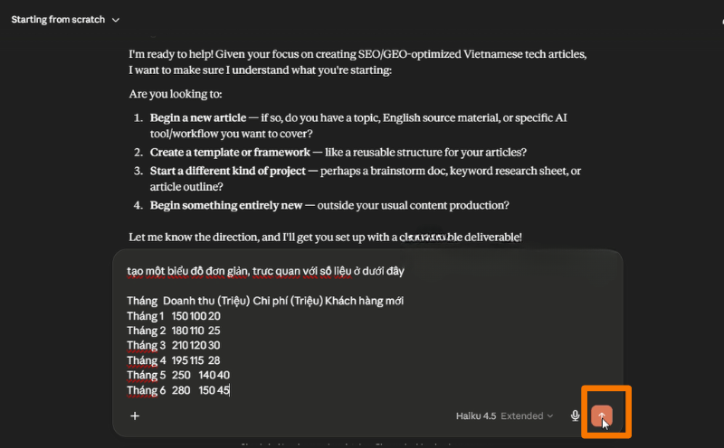 cách tạo biểu đồ với Claude Artifact