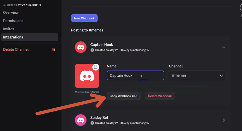 cách cài đặt webhook discord
