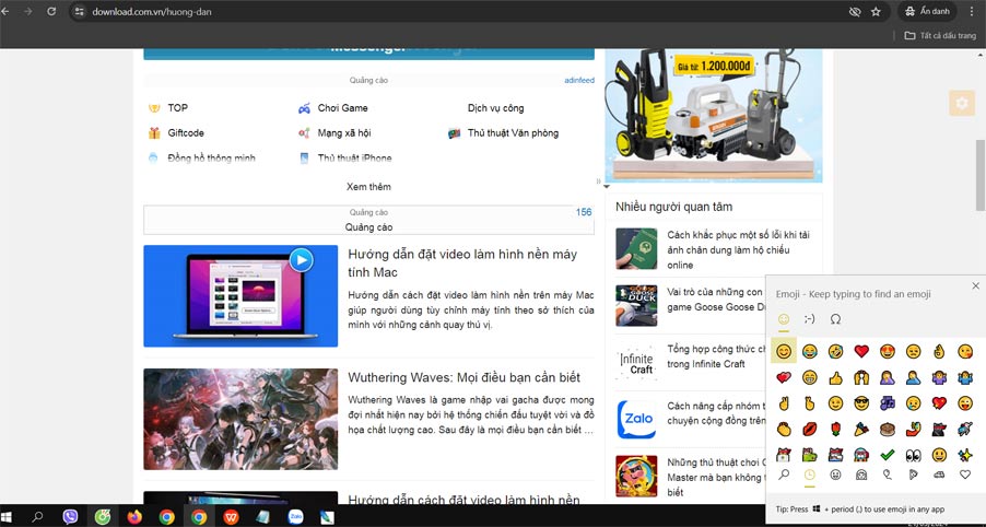  Cách dùng emoji trên Windows 