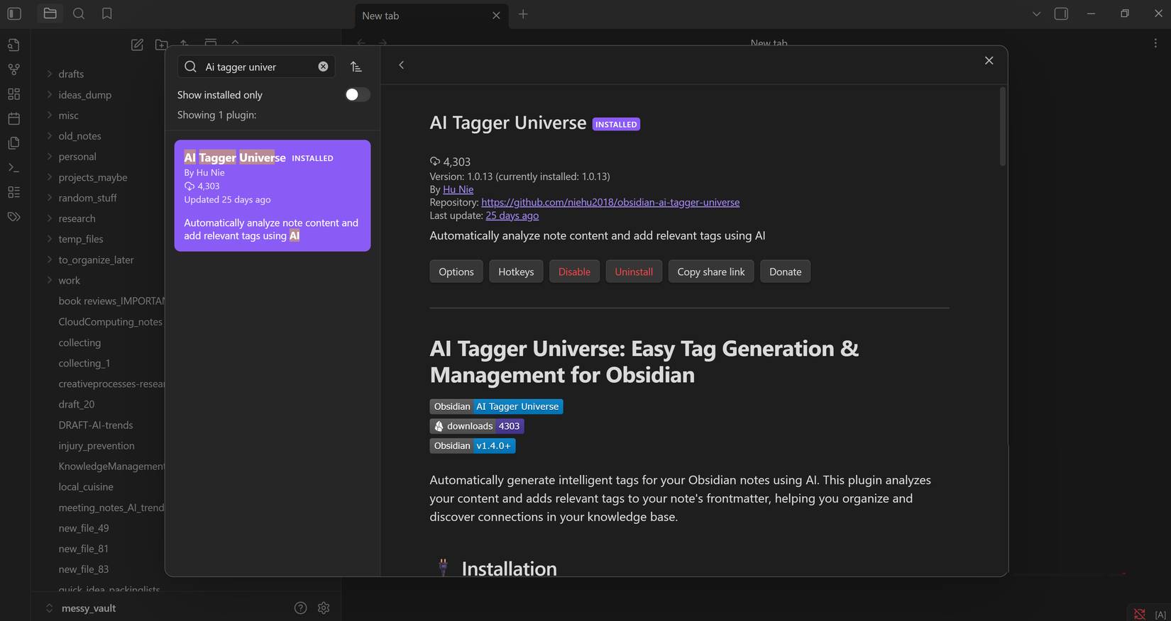 Cài đặt AI Tagger Universe