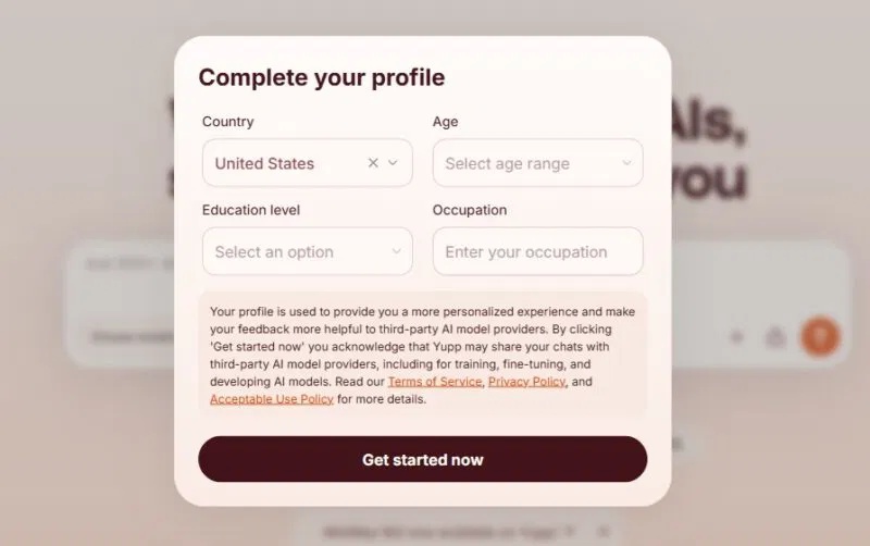Thử tất cả các mô hình AI mới nhất miễn phí với profile Yupp