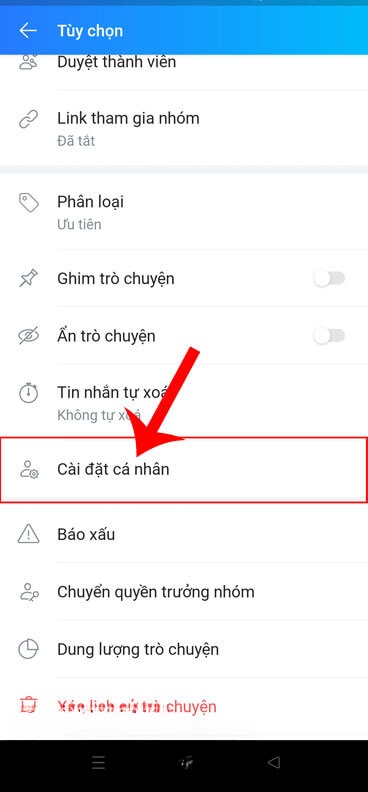Nhấn vào mục Cài đặt cá nhân