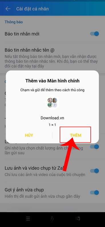 Chạm vào nút Thêm 