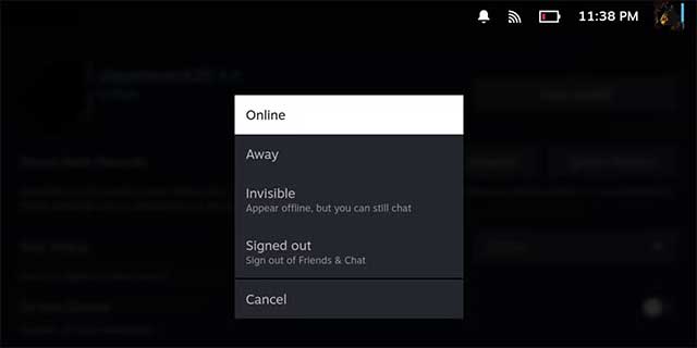 Chọn Invisible từ menu thả xuống bên cạnh Your Status