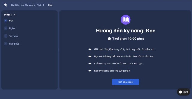 Hướng dẫn hoàn thành bài thi