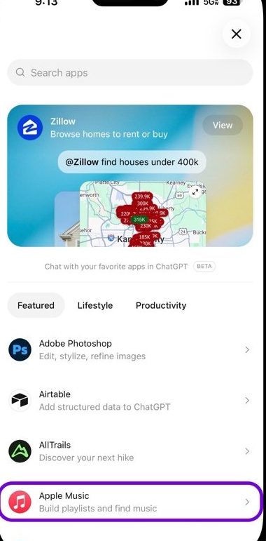 Kết nối Apple Music với ChatGPT