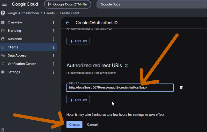n8n google docs credential
