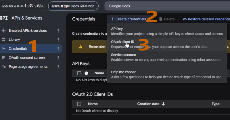cách kết nối google docs vào n8n