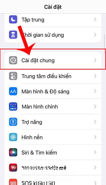 Ấn vào mục Cài đặt chung.