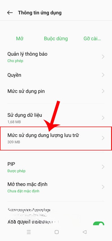 Nhấn vào mục Mức sử dụng dung lượng lưu trữ
