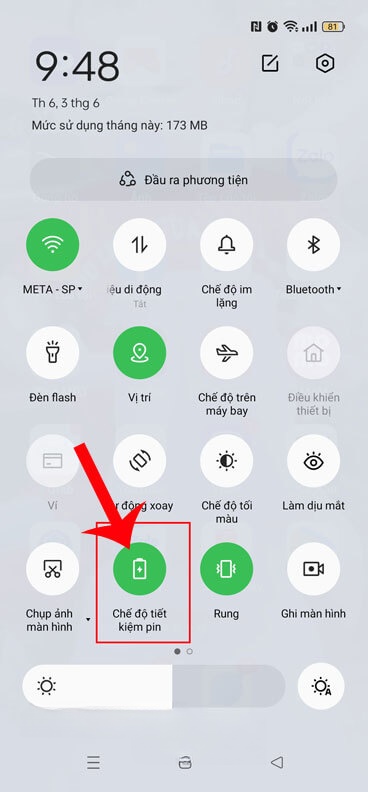 Chạm vào mục Chế độ tiết kiệm pin