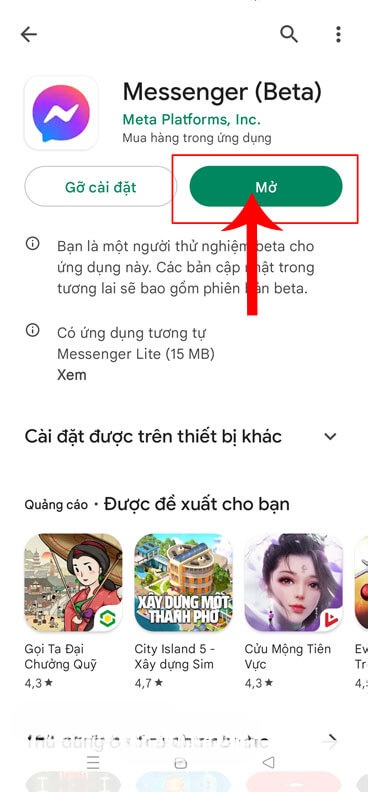 Nhấn vào nút Mở