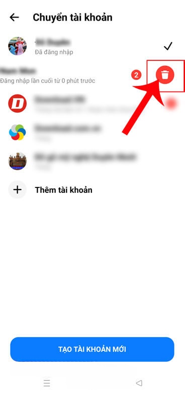 Chạm vào biểu tượng thùng rác