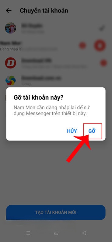 Nhấn vào nút Gỡ