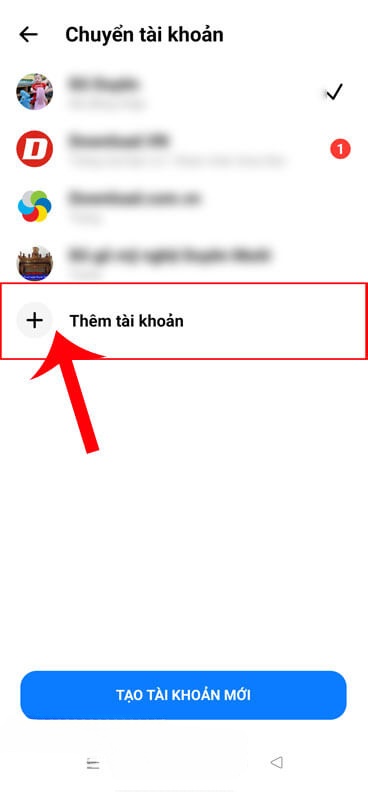 Nhấn vào mục Thêm tài khoản