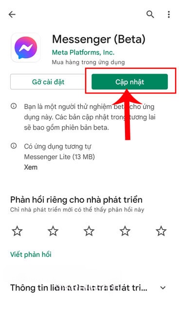 Ấn vào nút Cập nhật