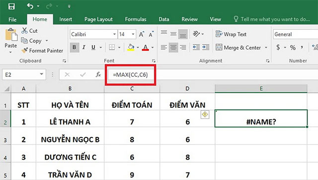 Nhập sai phạm vi dữ liệu
