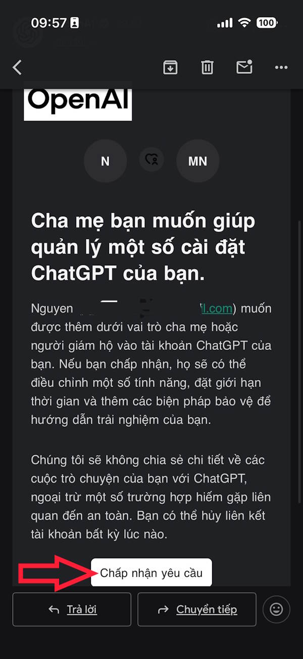 Chấp nhận lời mời thành viên