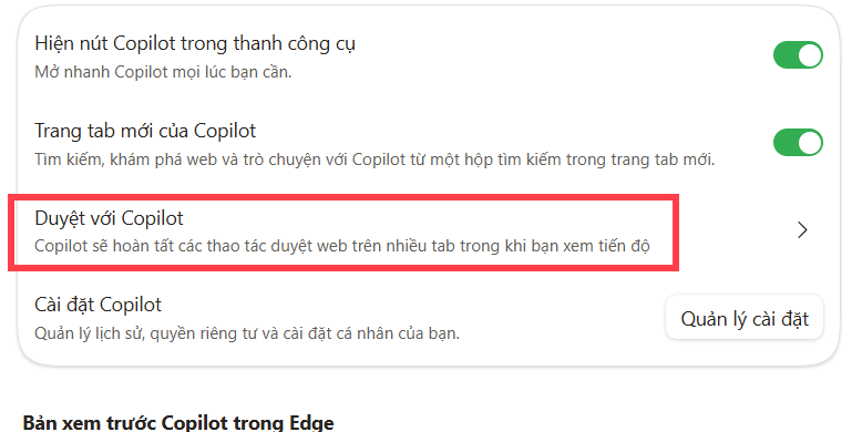  Duyệt với Copilot trên Edge