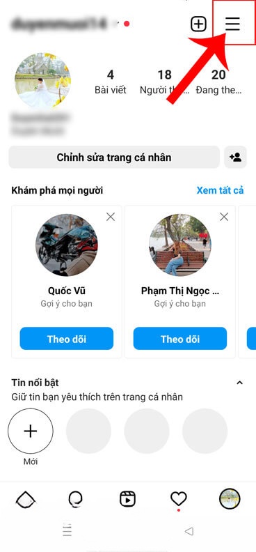 Ấn vào biểu tượng ba dấu gạch ngang