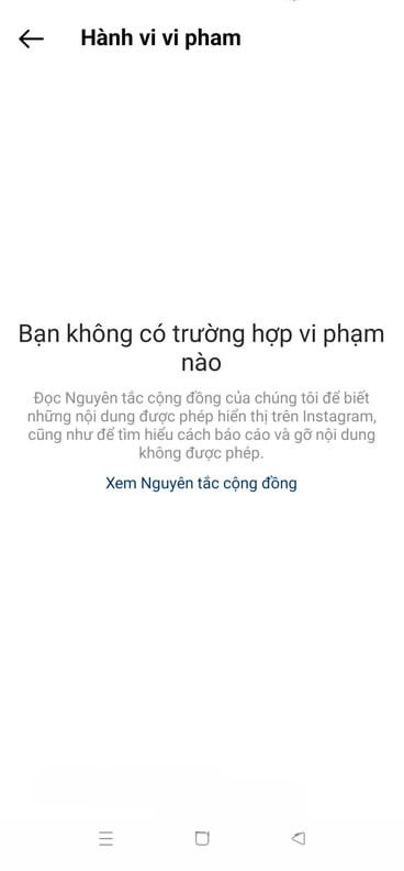 Toàn bộ bài viết vi phạm tiêu chuẩn cộng đồng hiển thị lên màn hình