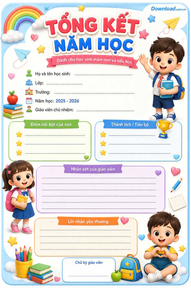 Phiếu tổng kết năm học bằng ChatGPT