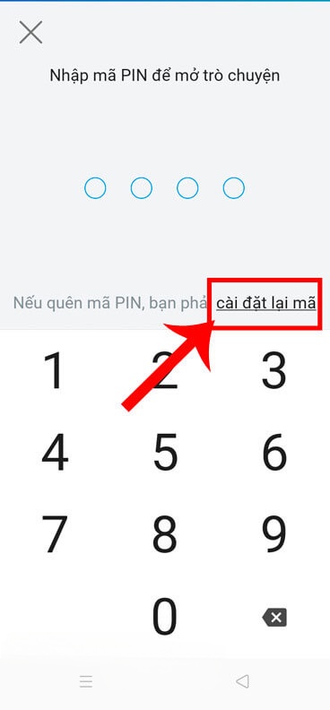Nhấn vào mục Cài đặt lại mã