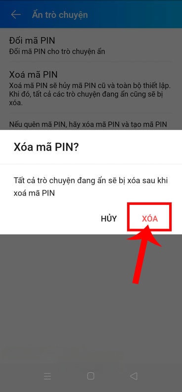 Ấn vào nút Xóa