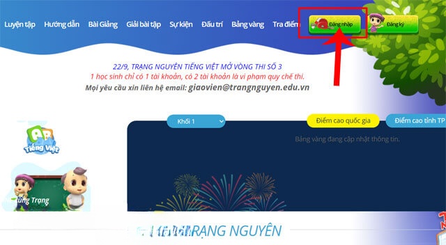 Nhấp chuột vào nút Đăng nhập