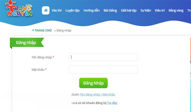 Đăng nhập tài khoản Trạng Nguyên Tiếng Việt