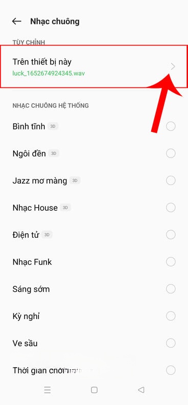 Nhấn vào biểu tượng “>” ở mục Trên thiết bị này