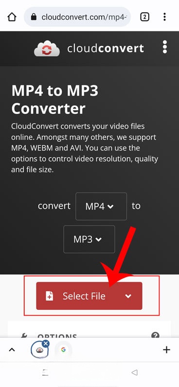 Nhấn vào nút Select File