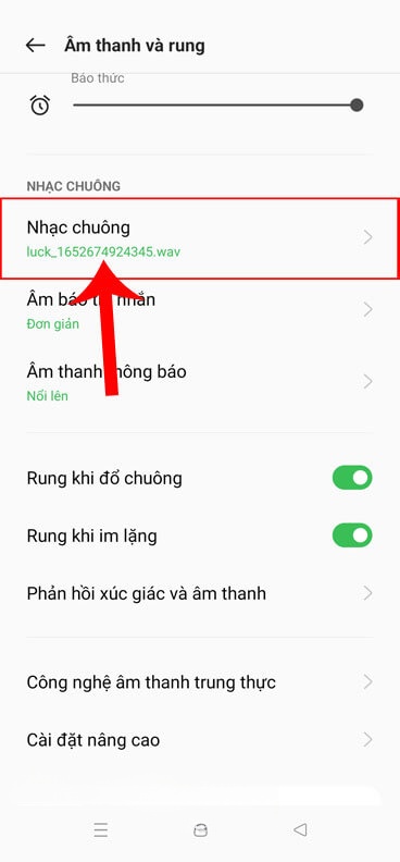 Chạm vào mục Nhạc chuông