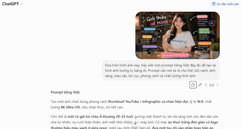 ChatGPT tạo prompt ảnh bằng AI
