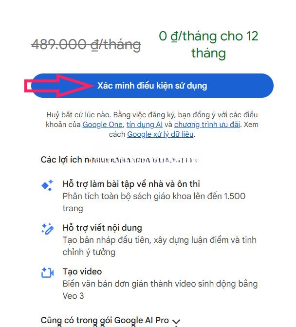 Đăng ký Gemini Pro