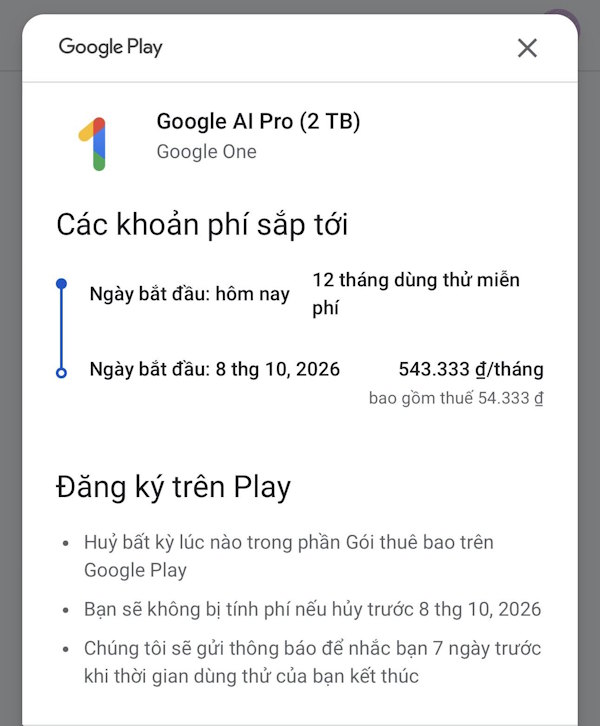 Đăng ký Gemini Pro miễn phí 1 năm