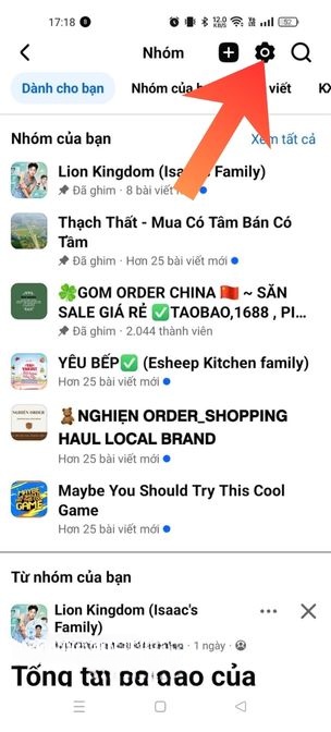 Nhấn vào biểu tượng cài đặt