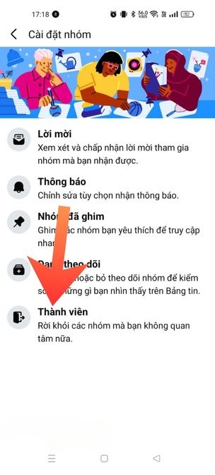 Ấn vào nút Thành viên