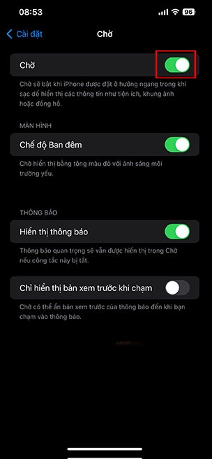 cach dung che do cho standby mode iOS 17 2*435383