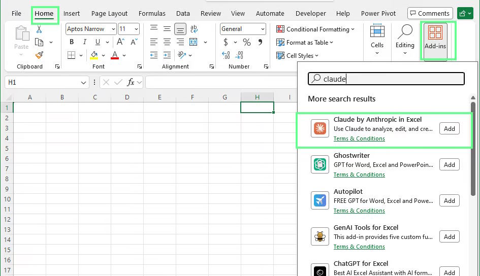 Hướng dẫn cài Claude trong Excel