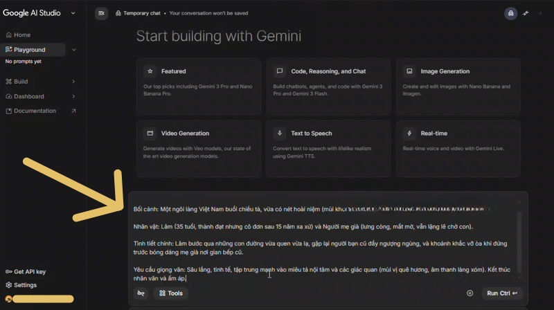 hướng dẫn sử dụng mô hình gemini trong google ai studio