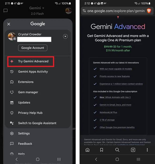 Nhận bản dùng thử miễn phí một tháng của Gemini Advanced