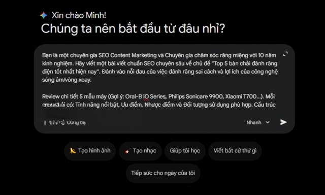 dùng gemini viết bài SEO