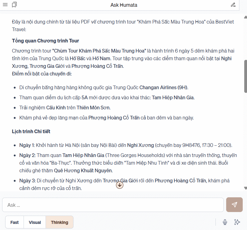 Phân tích file PDF trên Humata