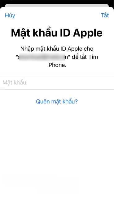 Nhập mật khẩi tài khoản Apple ID