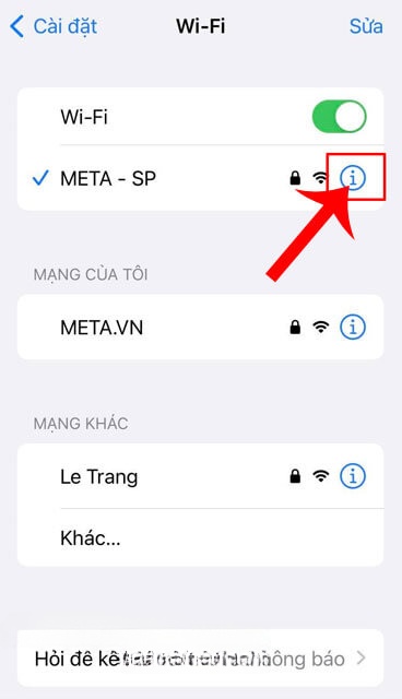 Ấn vào biểu tượng chữ "i"