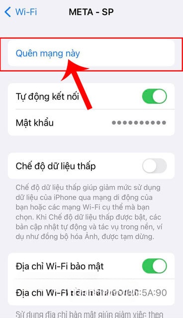 Chạm vào mục Quên mạng này