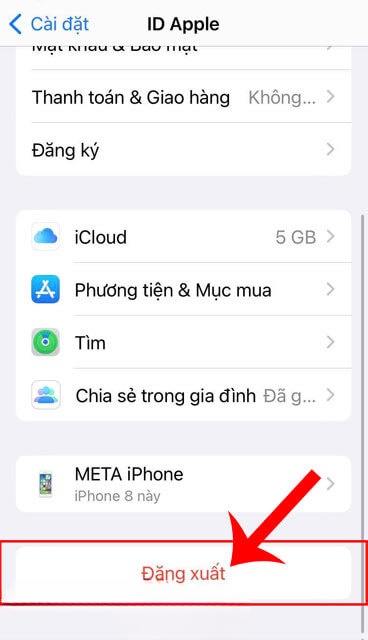 Chạm vào nút Đăng xuất