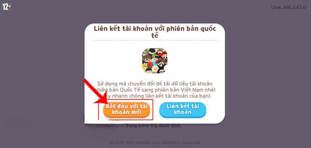 Nhấn vào mục Bắt đầu với tài khoản mới